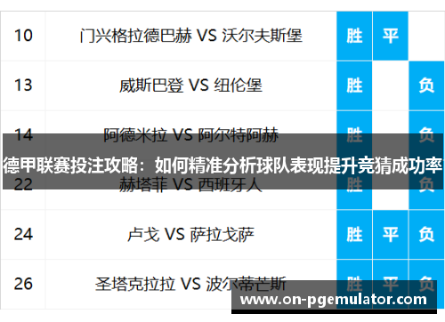 德甲联赛投注攻略：如何精准分析球队表现提升竞猜成功率