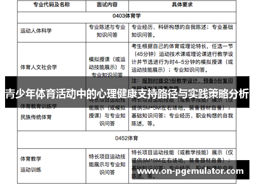 青少年体育活动中的心理健康支持路径与实践策略分析