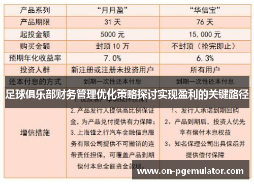 足球俱乐部财务管理优化策略探讨实现盈利的关键路径