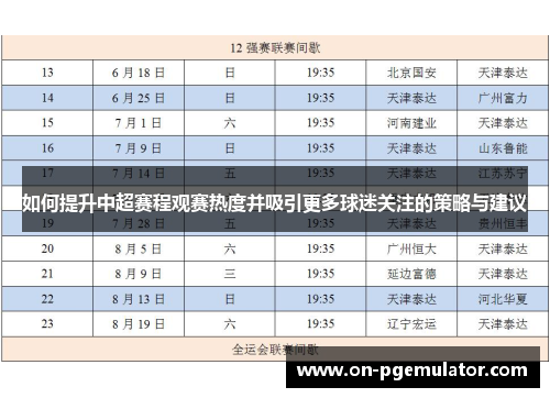 如何提升中超赛程观赛热度并吸引更多球迷关注的策略与建议