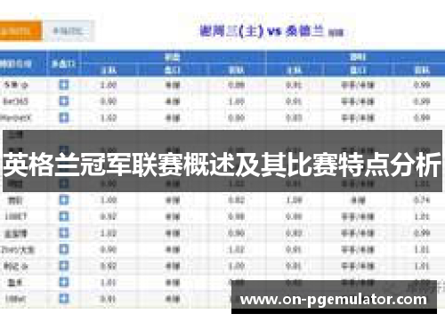 英格兰冠军联赛概述及其比赛特点分析